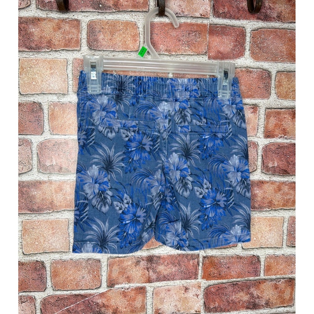 10Threads Boys Blue Tropical Floral Hibiscus Shorts Size 3T Summer Beach Casual